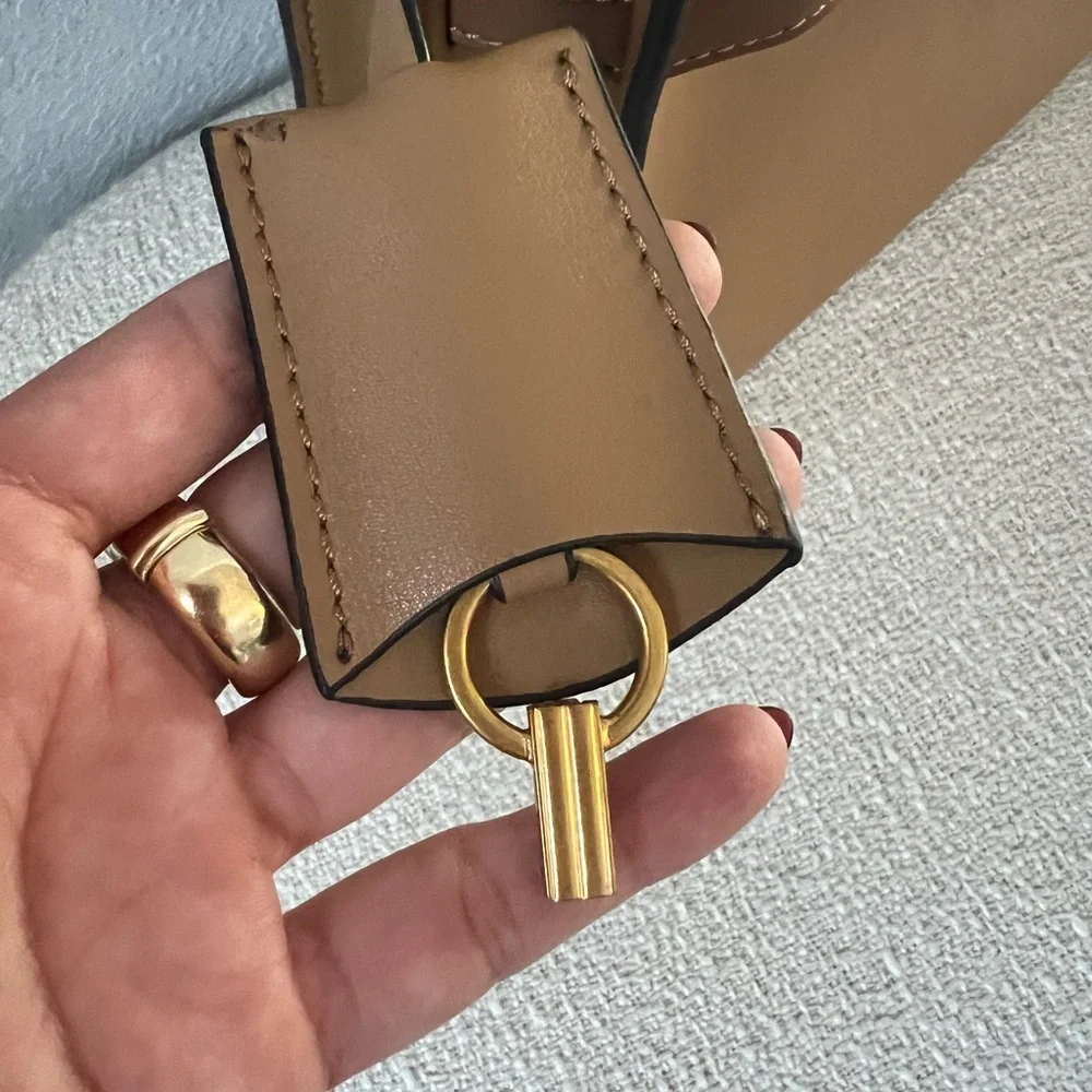 EUC Tory Burch Tan and Brown Lee Radziwill Small Double Bag Tiramisu Color - Picture 9 of 15